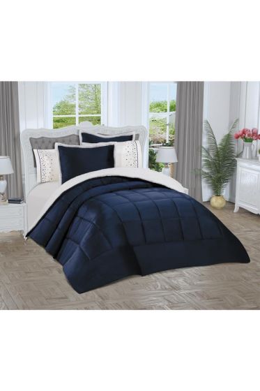 Yumi Bridal Set 6pcs, Comforter 220x240, Sheet 240x260, King Size, Double Size, Cotton Fabric, Navy Blue