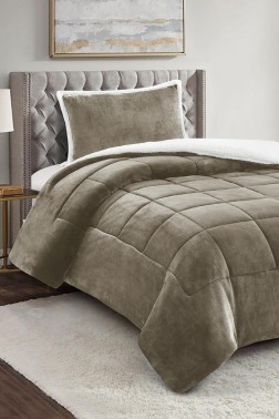Yumi Comforter Set 180x230 cm, Single Size, Queen Bed, Cotton/Polyester Fabric Brown - Thumbnail