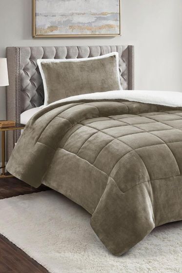 Yumi Comforter Set 180x230 cm, Single Size, Queen Bed, Cotton/Polyester Fabric Brown