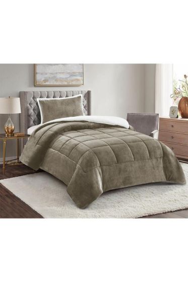 Yumi Comforter Set 180x230 cm, Single Size, Queen Bed, Cotton/Polyester Fabric Brown