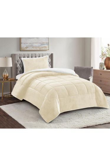 Yumi Comforter Set 180x230 cm, Single Size, Queen Bed, Cotton/Polyester Fabric Cream