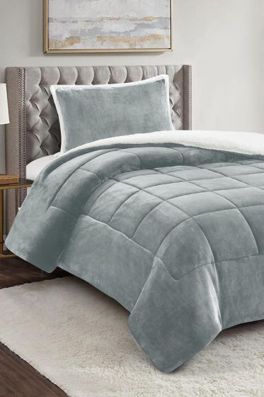 Yumi Comforter Set 180x230 cm, Single Size, Queen Bed, Cottton/Polyester Fabric Gray
