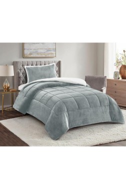 Yumi Comforter Set 180x230 cm, Single Size, Queen Bed, Cottton/Polyester Fabric Gray - Thumbnail