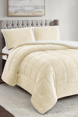 Yumi Comforter Set 220x240 cm, Double Size, Full Bed, Cotton/Polyester Fabric Cream - Thumbnail
