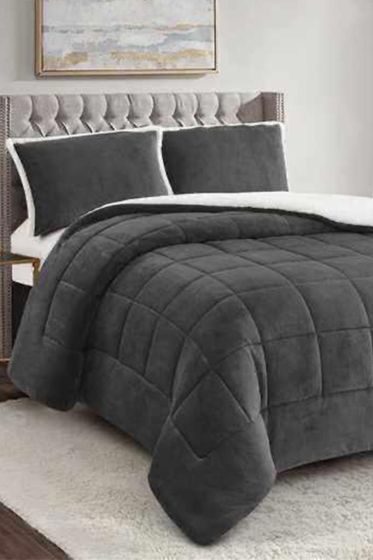 Yumi Comforter Set 220x240 cm, Double Size, Full Bed, Cottton/Polyester Fabric Antrachite