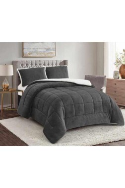 Yumi Comforter Set 220x240 cm, Double Size, Full Bed, Cottton/Polyester Fabric Antrachite - Thumbnail