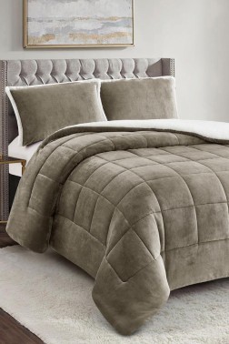 Yumi Comforter Set 220x240 cm, Double Size, Full Bed, Cottton/Polyester Fabric Brown - Thumbnail