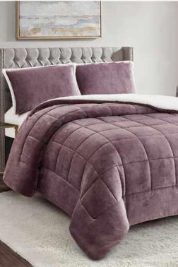 Yumi Comforter Set 220x240 cm, Double Size, Full Bed, Cottton/Polyester Fabric Dry Rose - Thumbnail