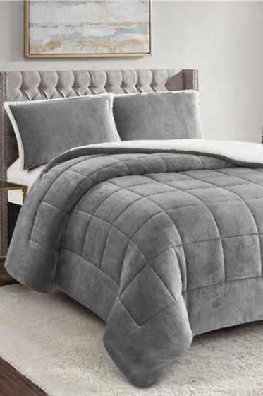 Yumi Comforter Set 220x240 cm, Double Size, Full Bed, Cottton/Polyester Fabric Gray