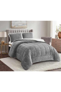 Yumi Comforter Set 220x240 cm, Double Size, Full Bed, Cottton/Polyester Fabric Gray - Thumbnail