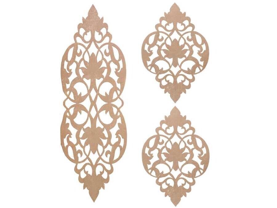 Dowry World - Zambak Velvet Living Room Set 3 Pcs Beige