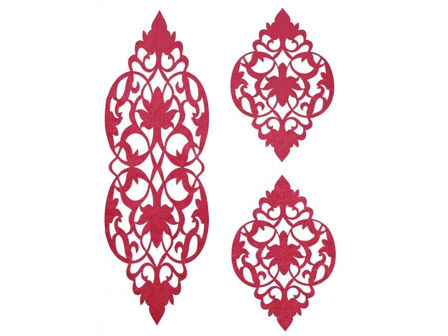 Dowry World - Zambak Velvet Living Room Set 3 Pieces Fuchsia