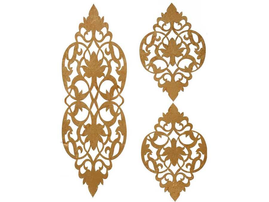 Dowry World - Zambak Kadife Salon Takımı 3 Parça Gold