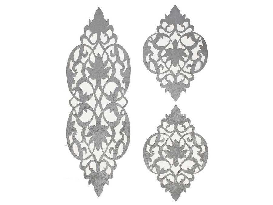 Dowry World - Zambak Velvet Living Room Set 3 Pcs Gray