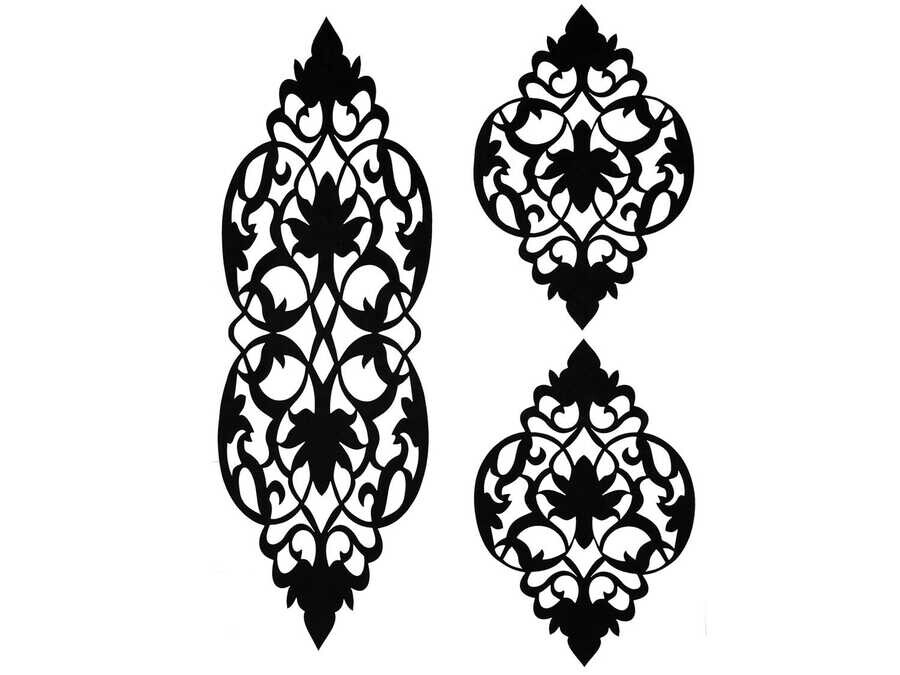 Dowry World - Zambak Kadife Salon Takımı 3 Parça Black