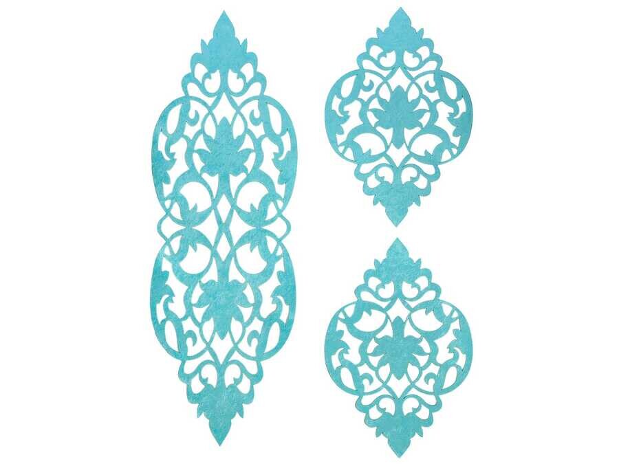 Dowry World - Zambak Velvet Living Room Set 3 Pieces Turquoise