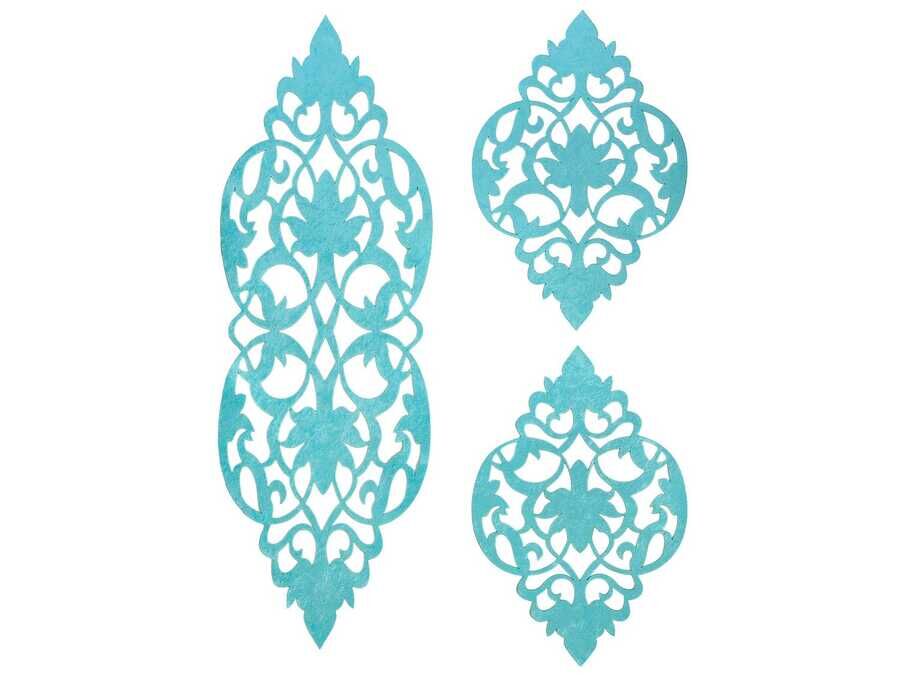  Zambak Velvet Living Room Set 3 Pieces Turquoise