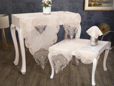 Çeyiz Diyarı - Zambak Linen 5 Piece Living Room Set - Cream