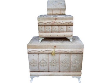 Lily Luxury Stone Tasseled 3-Pack Dowry Chest - Thumbnail