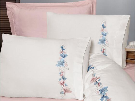 Lily Embroidered Duvet Cover Set Powder