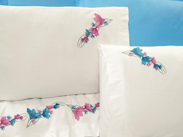 Lily Embroidered Duvet Cover Set Turquoise - Thumbnail