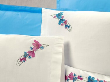 Lily Embroidered Duvet Cover Set Turquoise - Thumbnail