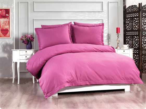 Zarif Satin Double Size Duvet Cover Set, Duvet Cover 200x220, Sheet 240x260, Plum Color