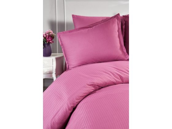 Zarif Satin Double Size Duvet Cover Set, Duvet Cover 200x220, Sheet 240x260, Plum Color