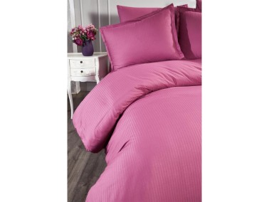 Zarif Satin Double Size Duvet Cover Set, Duvet Cover 200x220, Sheet 240x260, Plum Color - Thumbnail