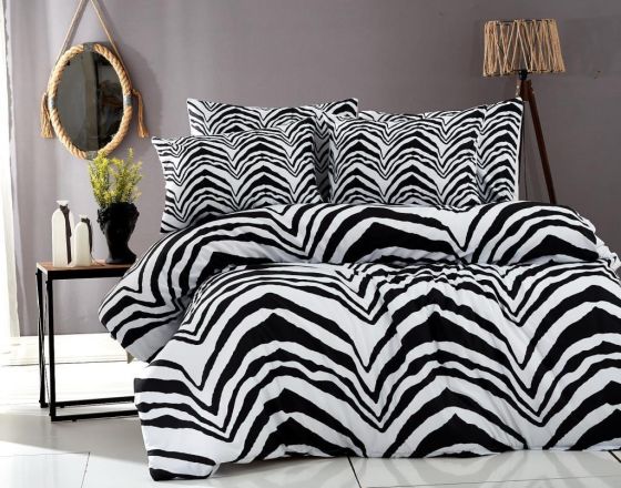 Zebra Double Duvet Cover Set - Black and White