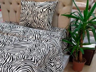 Zebra Desenli Tek Kişilik Yatak Örtüsü Siyah Beyaz - Thumbnail