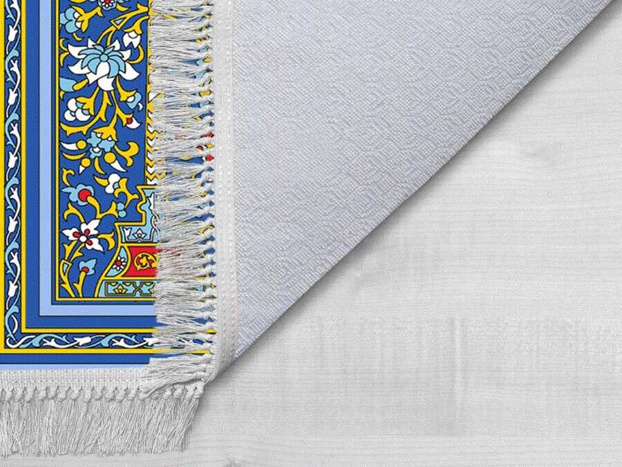 Zaydin Velvet Prayer Rug Blue - Thumbnail