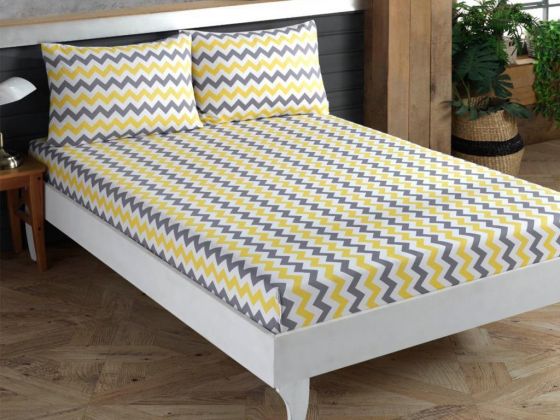 Zigzag Double Elastic Bed Sheet