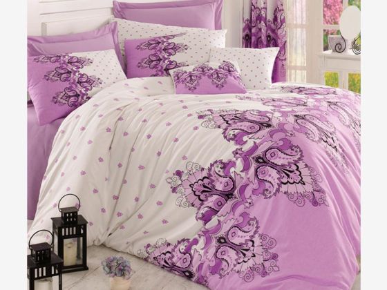 Emerald 100% Cotton Double Duvet Cover Set Lilac