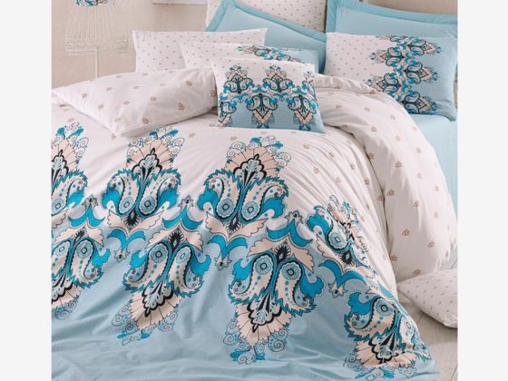 Emerald 100% Cotton Double Duvet Cover Set Blue