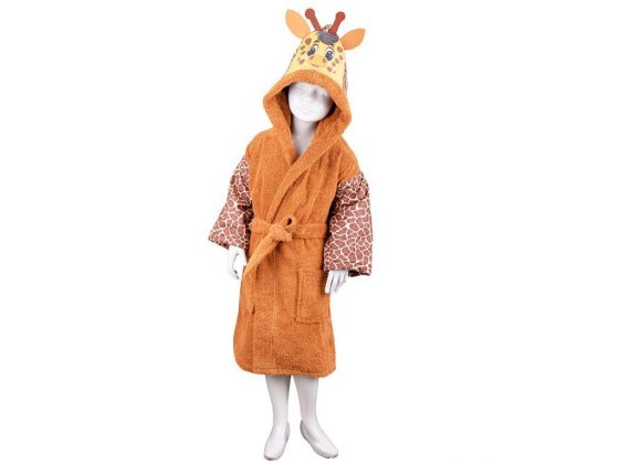 Giraffe 100% Cotton Children's Bathrobe Mustard 13-14 Years